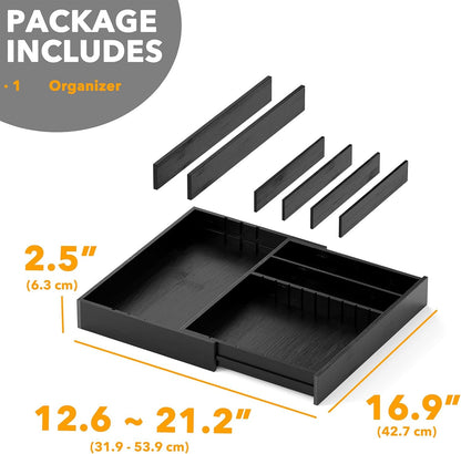 Expandable Kitchen Utensil Organizer 2.5" High Black