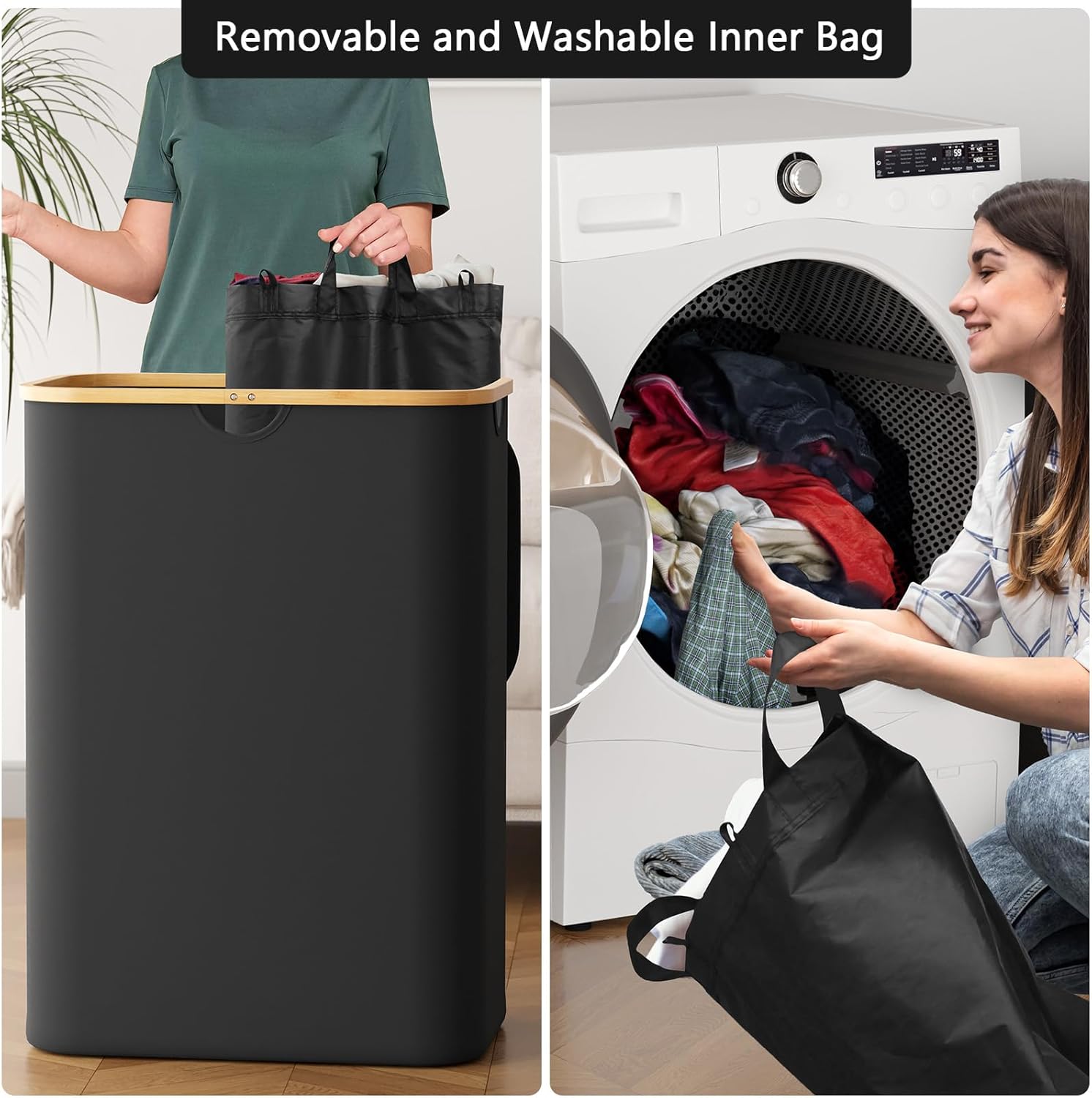 Double Laundry Hamper with Lid