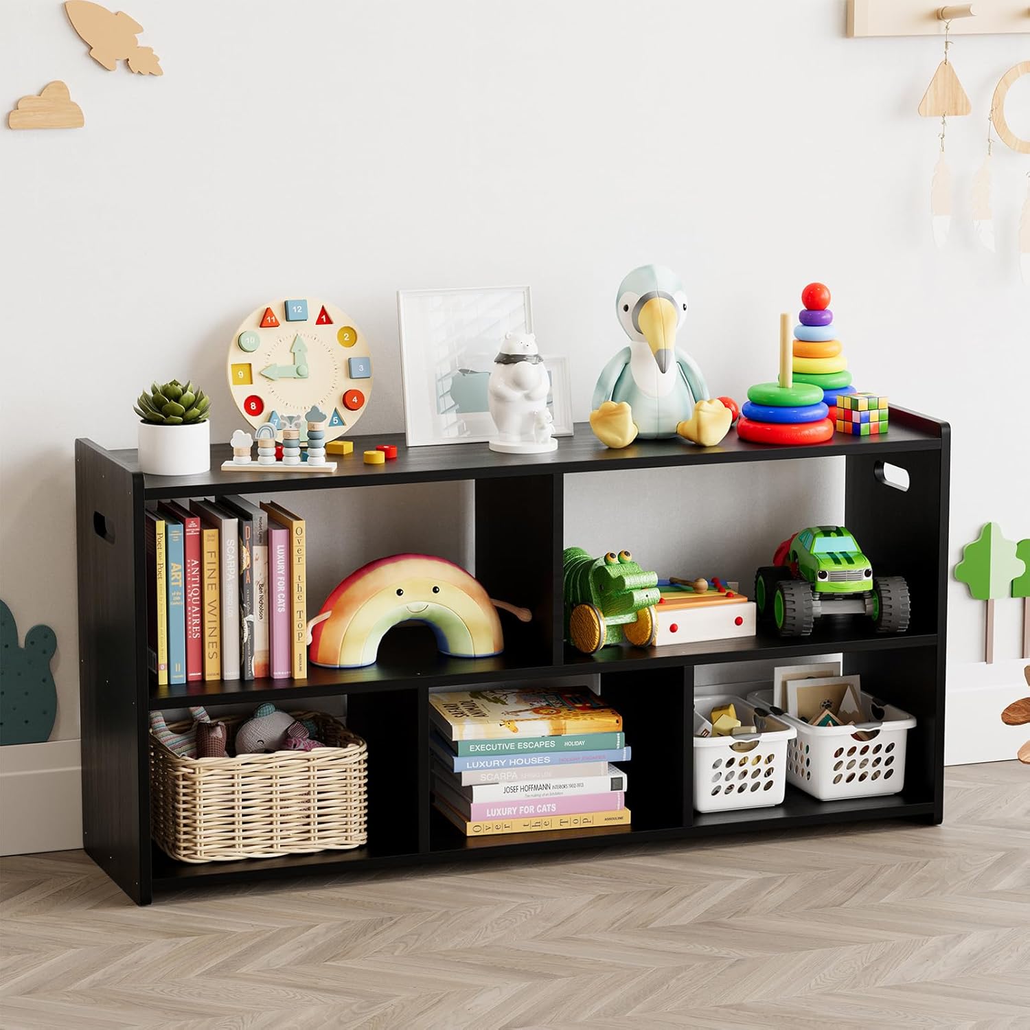 Kids Bookshelf with 5 Compartments