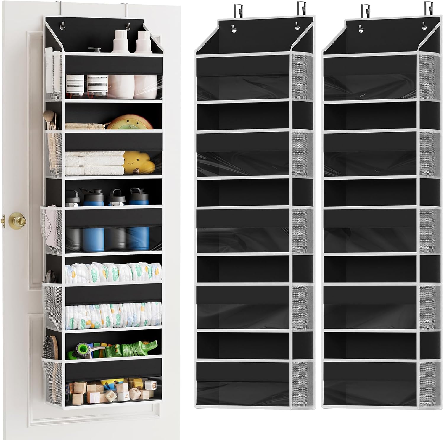 SpaceAid Over The Door Organizer with 5 Large Pockets and 10 Mesh Side Pockets