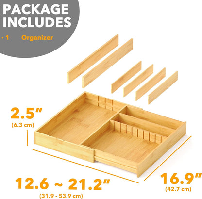 Expandable Kitchen Utensil Organizer 2.5" High Natural