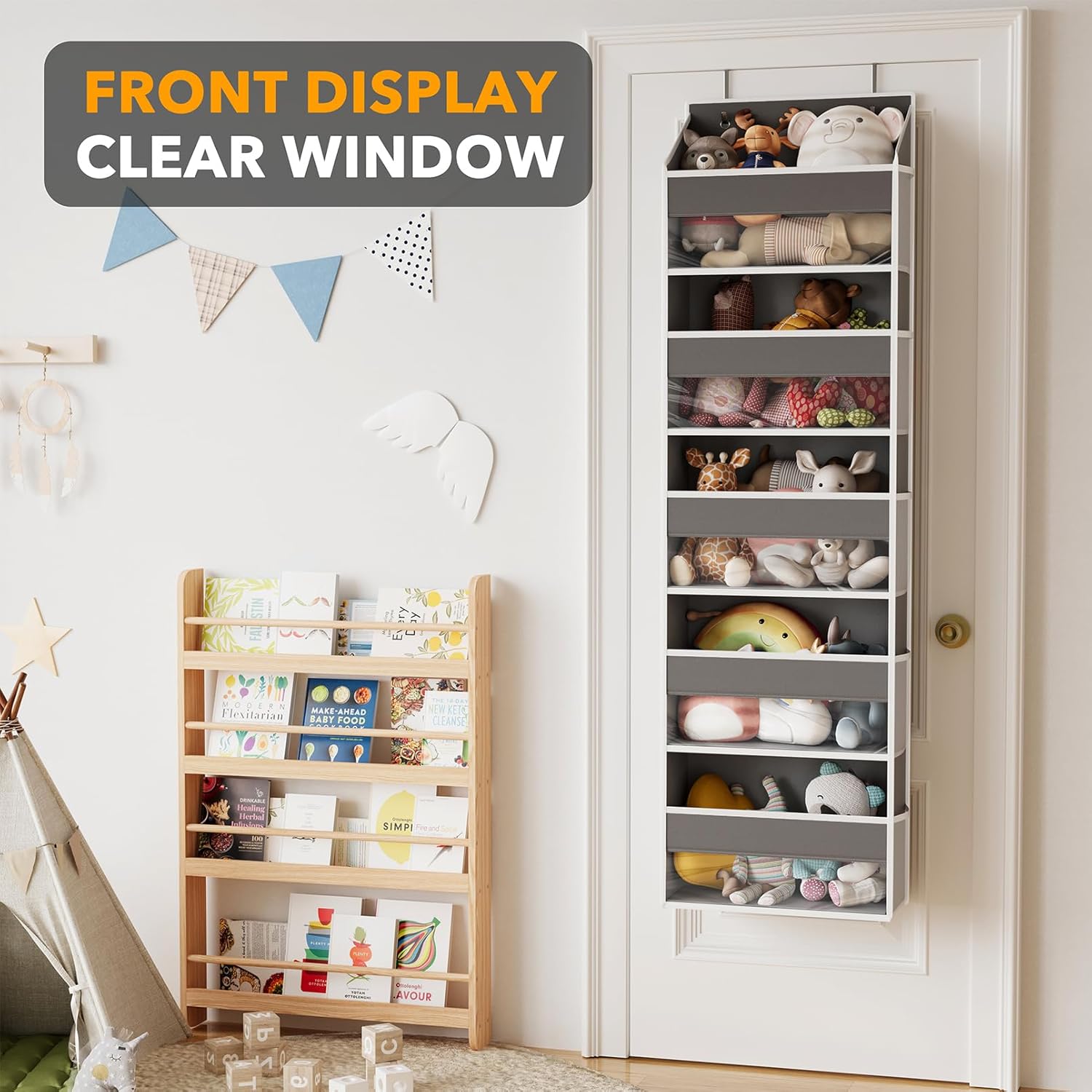 SpaceAid Over The Door Organizer with 5 Large Pockets and 10 Mesh Side Pockets