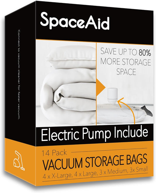 14 Pack Vacuum Bags with Electric Air Pump