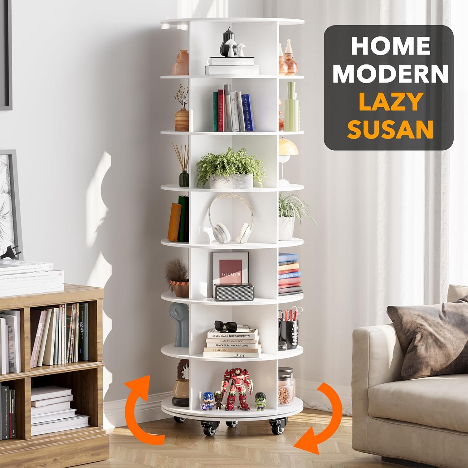 7-Tier Rotating Shoe Rack with Wheels