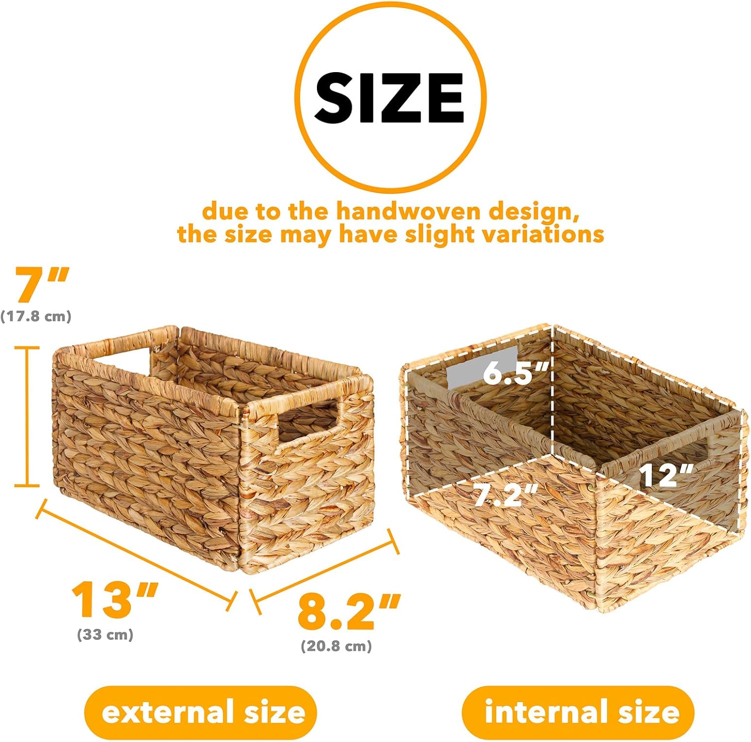 4-Pack Woven Baskets with Handles