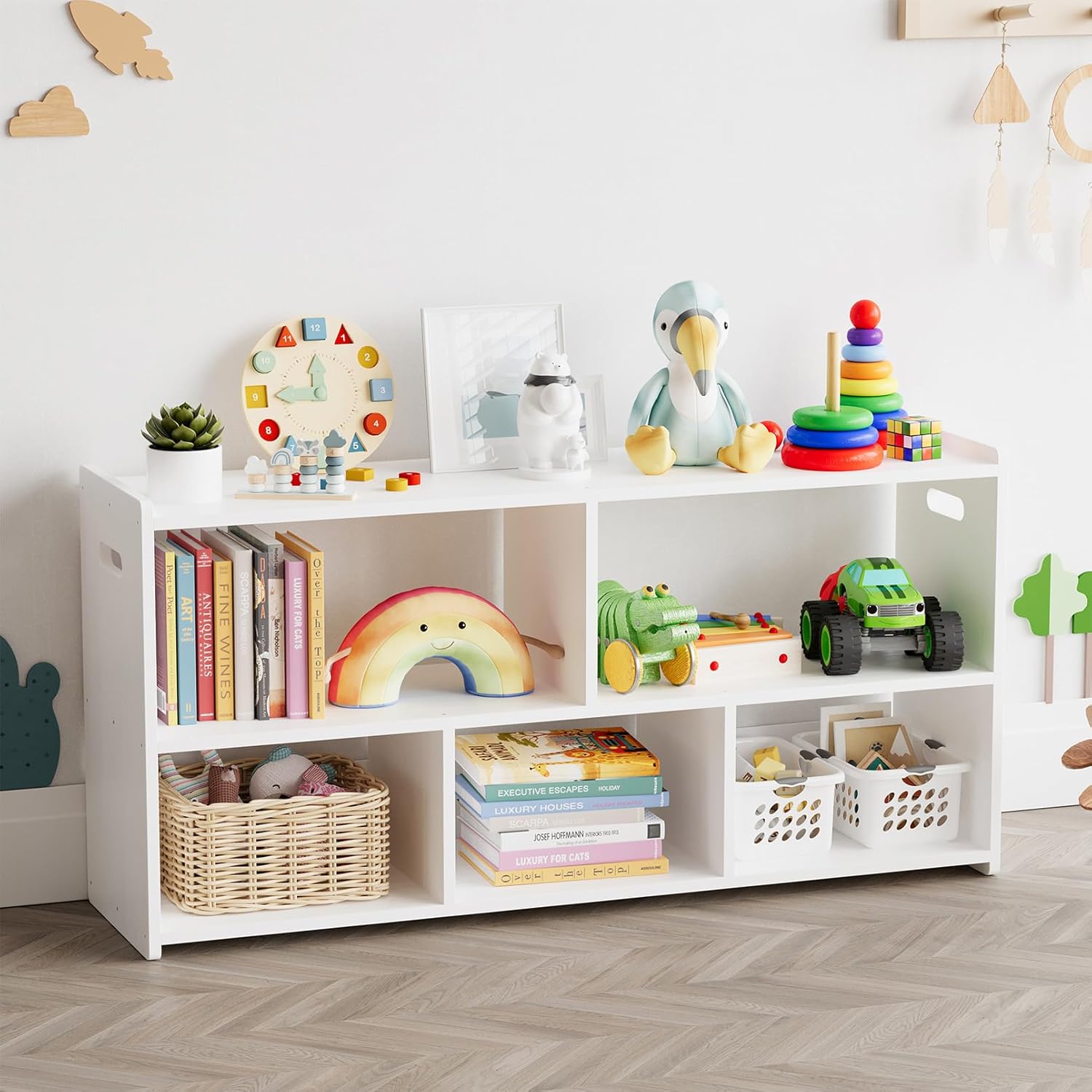 Kids Bookshelf with 5 Compartments