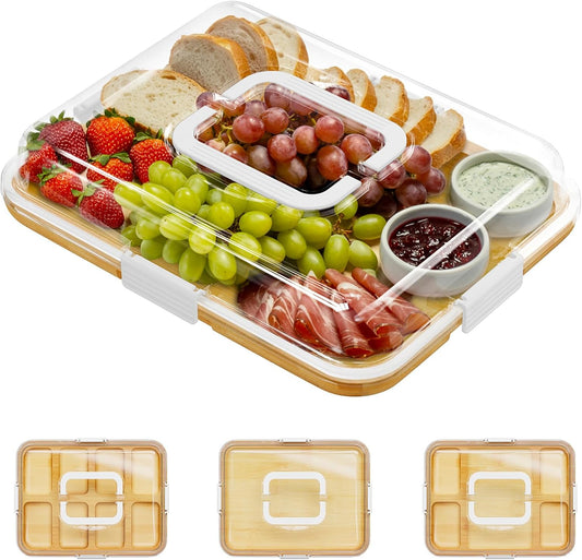 Charcuterie and Cheese Board Elegant Serving Tray for Snacks & Tapas, 1 Compartments