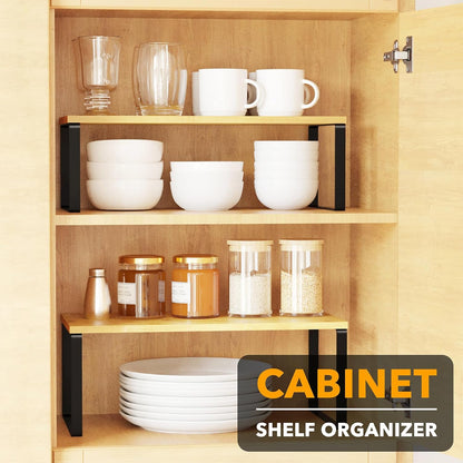 2 Pack Stackable Kitchen Cabinet Organizers Long