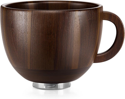 Wooden mug with a metal base on a white background
