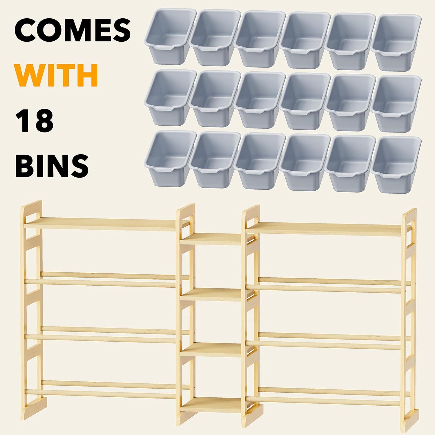 SpaceAid Large Toy Storage Organizer with 6 Shelves and 18 Bins, Book Shelf Organizers Storage Bookshelf, Kids Bin Shelf Box Bookcase for Bedroom Playroom Organization Room Decor, White
