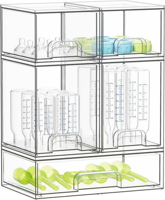 SpaceAid Baby Bottle Storage Organizer for Countertop, 5 Pack, 2S2M1L, 15.4" H