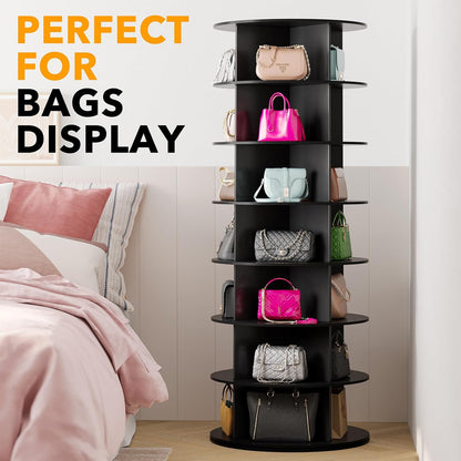 Black 7-Tier Rotating Shoe Rack for Closet