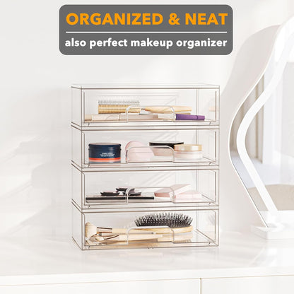 SpaceAid Baby Bottle Station Organizer – Clear Stackable Storage Drawers, 4 Pack, 4L, 13.7"H