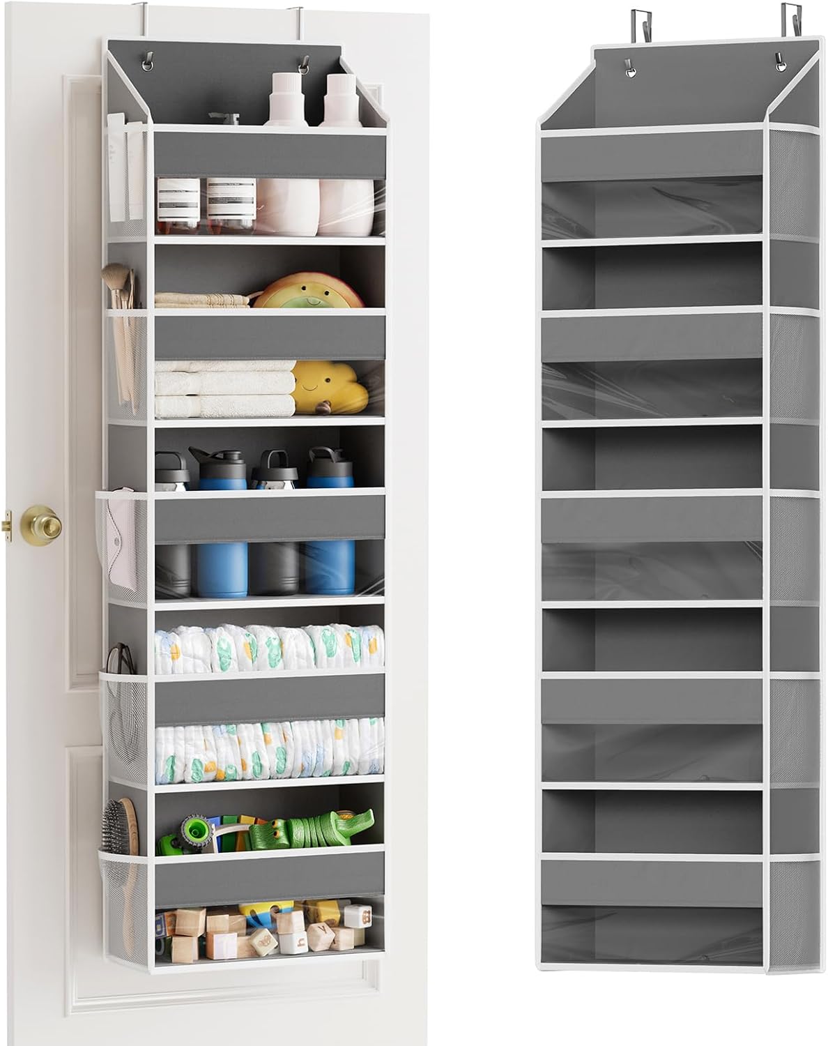 SpaceAid Over The Door Organizer with 5 Large Pockets and 10 Mesh Side Pockets
