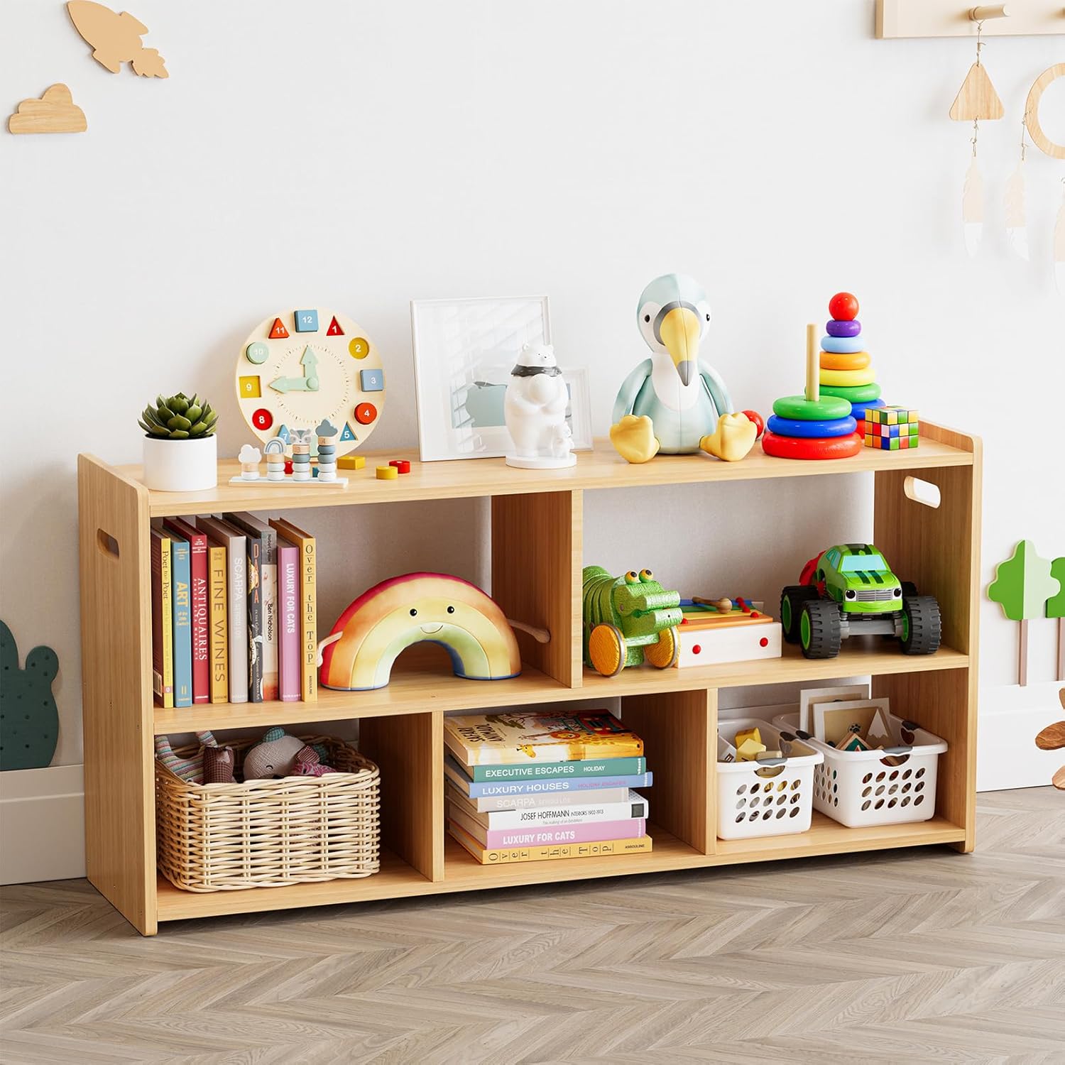 Kids Bookshelf with 5 Compartments