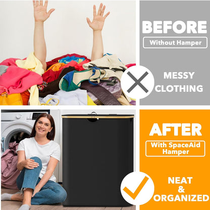 Double Laundry Hamper with Lid