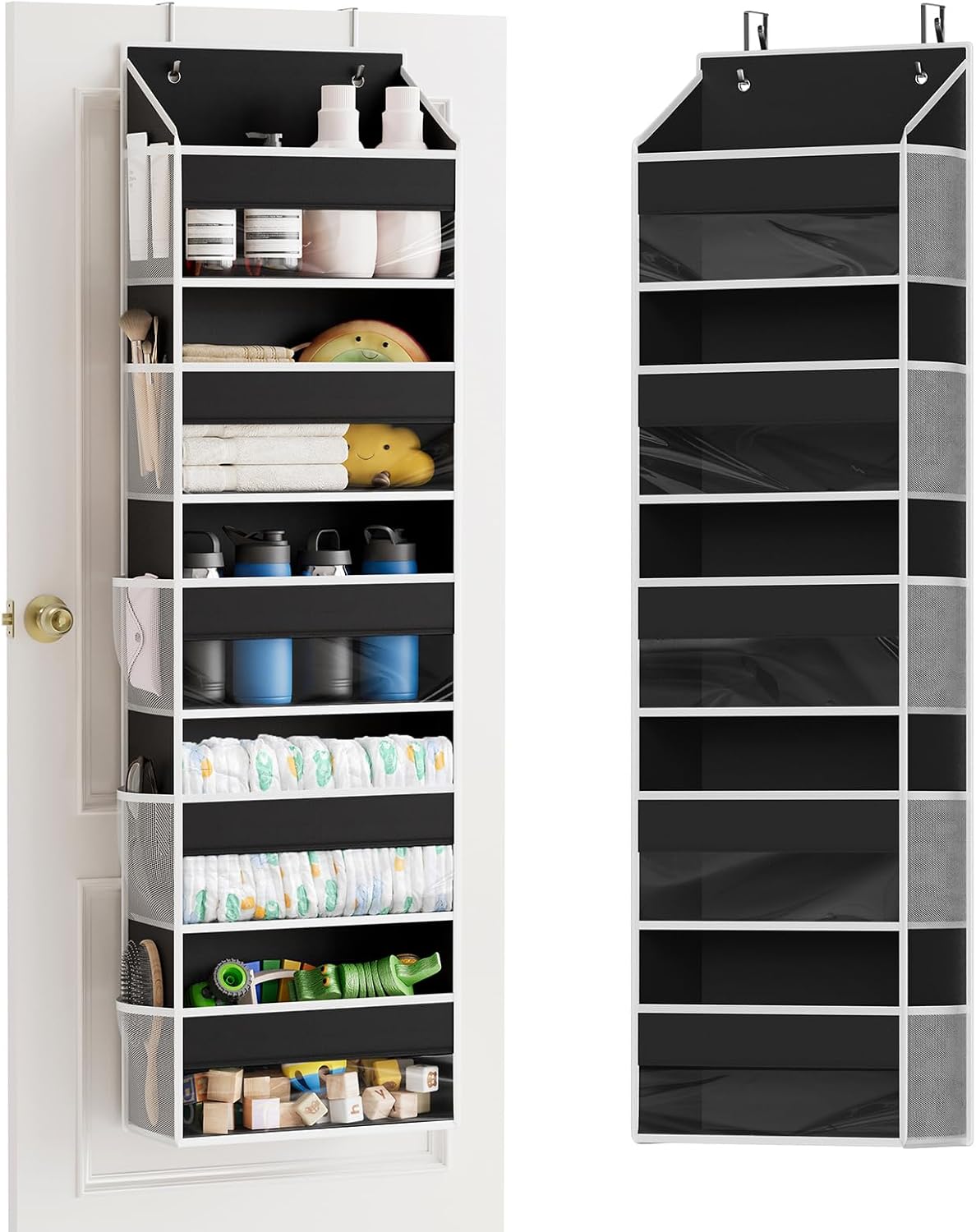 SpaceAid Over The Door Organizer with 5 Large Pockets and 10 Mesh Side Pockets