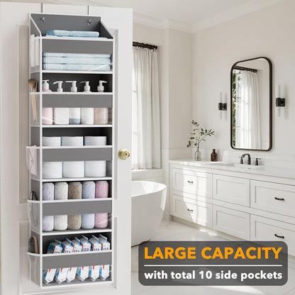 SpaceAid Over The Door Organizer with 5 Large Pockets and 10 Mesh Side Pockets