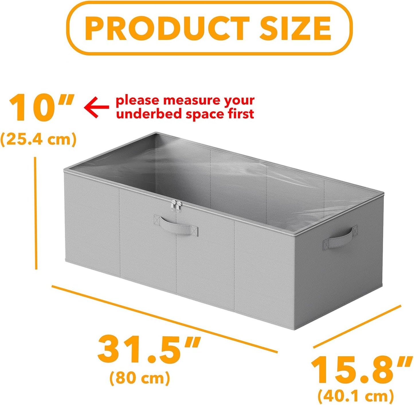 2 Pack 10" High Under Bed Storage Bins with Lids gray