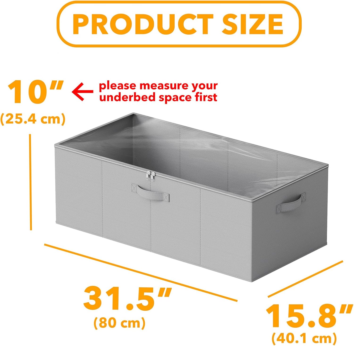 2 Pack 10" High Under Bed Storage Bins with Lids gray