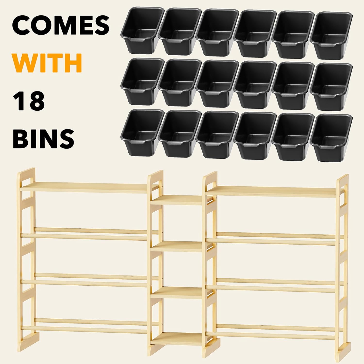 SpaceAid Large Toy Storage Organizer with 6 Shelves and 18 Bins, Book Shelf Organizers Storage Bookshelf, Kids Bin Shelf Box Bookcase for Bedroom Playroom Organization Room Decor, White