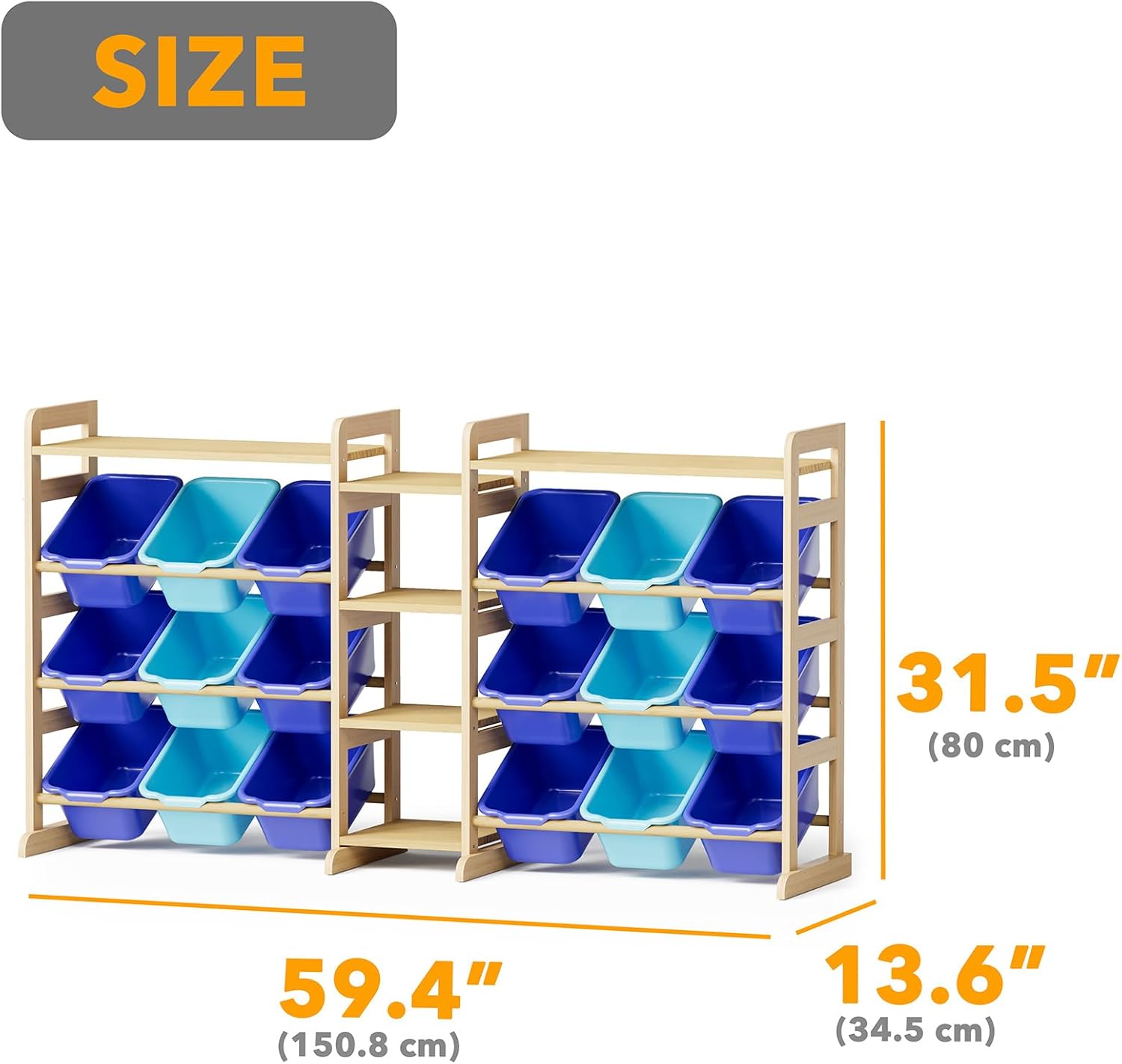 SpaceAid Large Toy Storage Organizer with 6 Shelves and 18 Bins, Book Shelf Organizers Storage Bookshelf, Kids Bin Shelf Box Bookcase for Bedroom Playroom Organization Room Decor, White