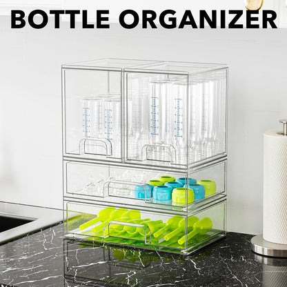 SpaceAid Acrylic Baby Bottle Storage Organizer – Stackable Clear Drawers, 4 Pack, 2M2L, 14.4" H