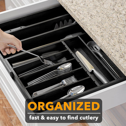 Expandable Kitchen Utensil Organizer 2.5" High Black