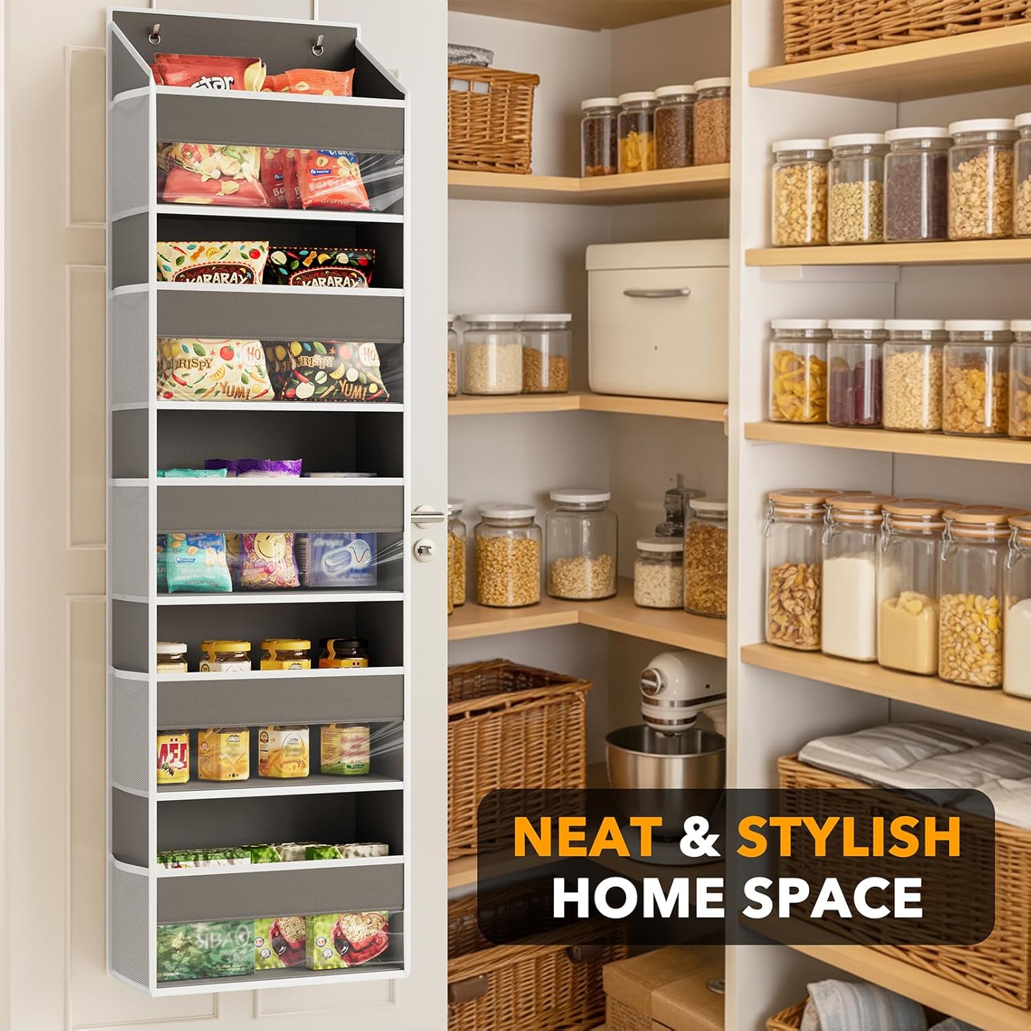SpaceAid Over The Door Organizer with 5 Large Pockets and 10 Mesh Side Pockets