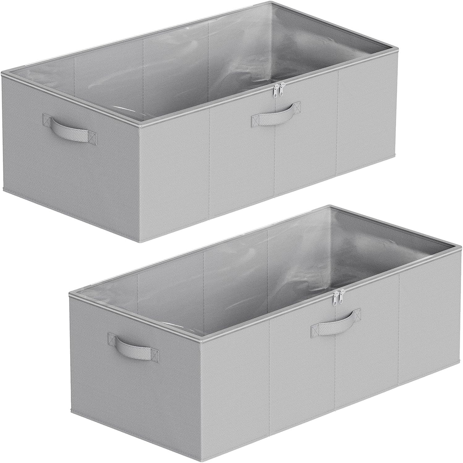 2 Pack 10" High Under Bed Storage Bins with Lids gray