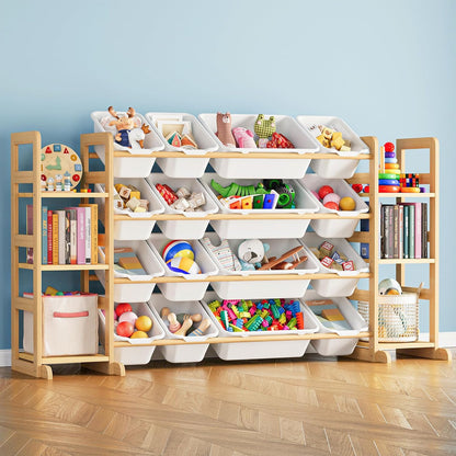 Kids Toy Storage Organizer with 6 Shelves and 16 Bins – Modern Toy Box, Bin Shelf & Bookshelf for Playroom Storage and Kids Room Decor