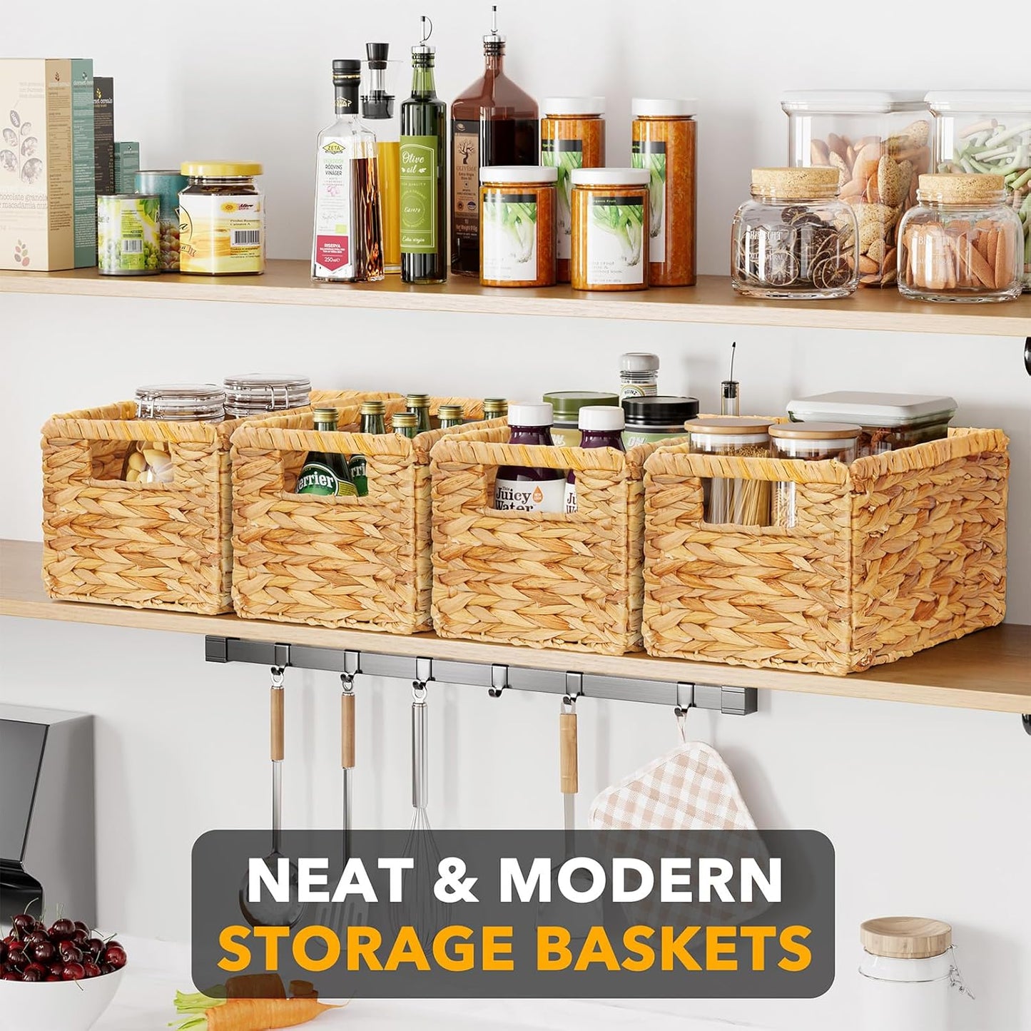 4-Pack Woven Baskets with Handles