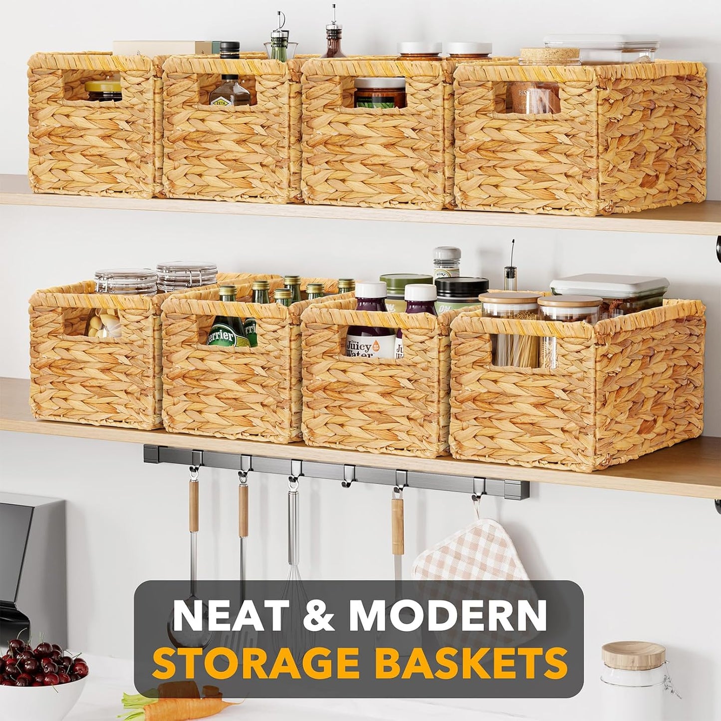 8-Pack Wicker Basket with Handle