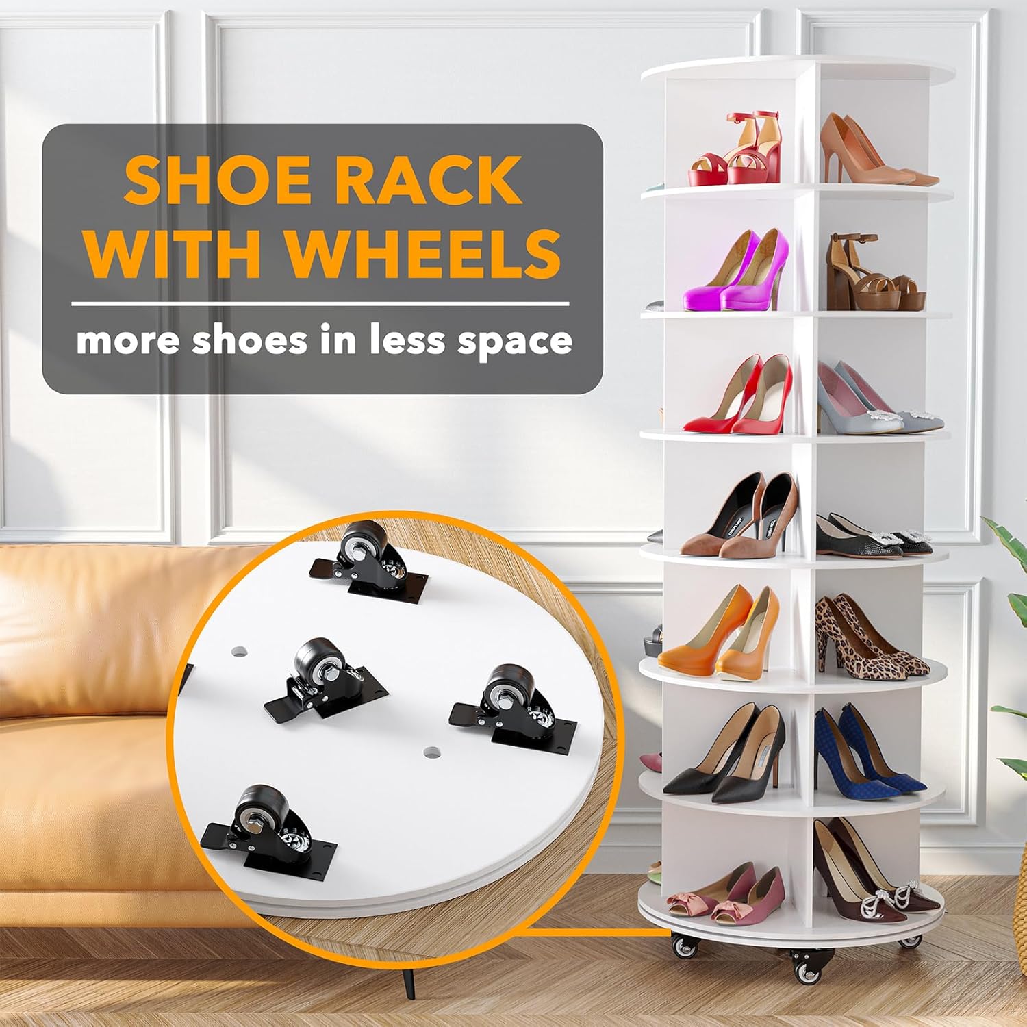 7-Tier Rotating Shoe Rack with Wheels