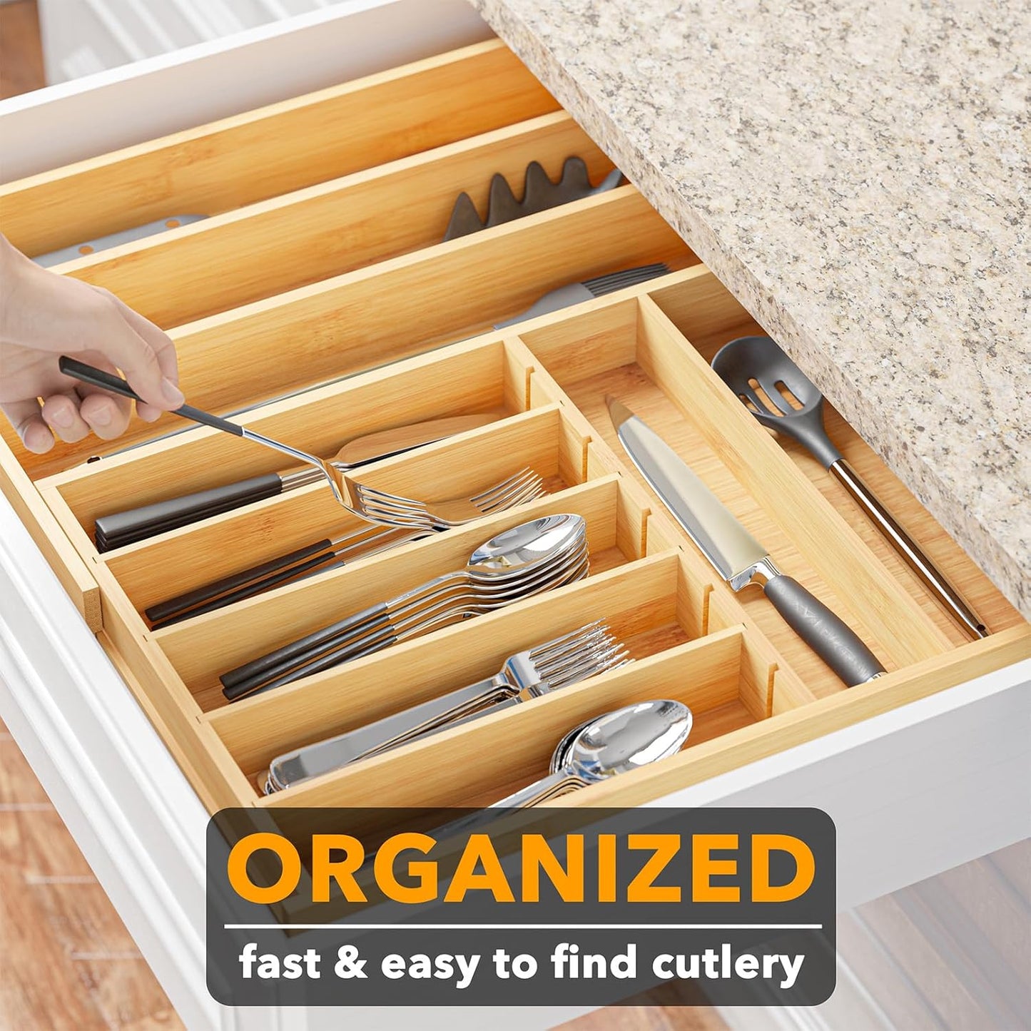 Expandable Kitchen Utensil Organizer 2.5" High Natural