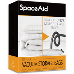 SpaceAid 20 Pack Vacuum Bags (4 Jumbo/4 Large/4 Medium/4 Small/4 Roll)