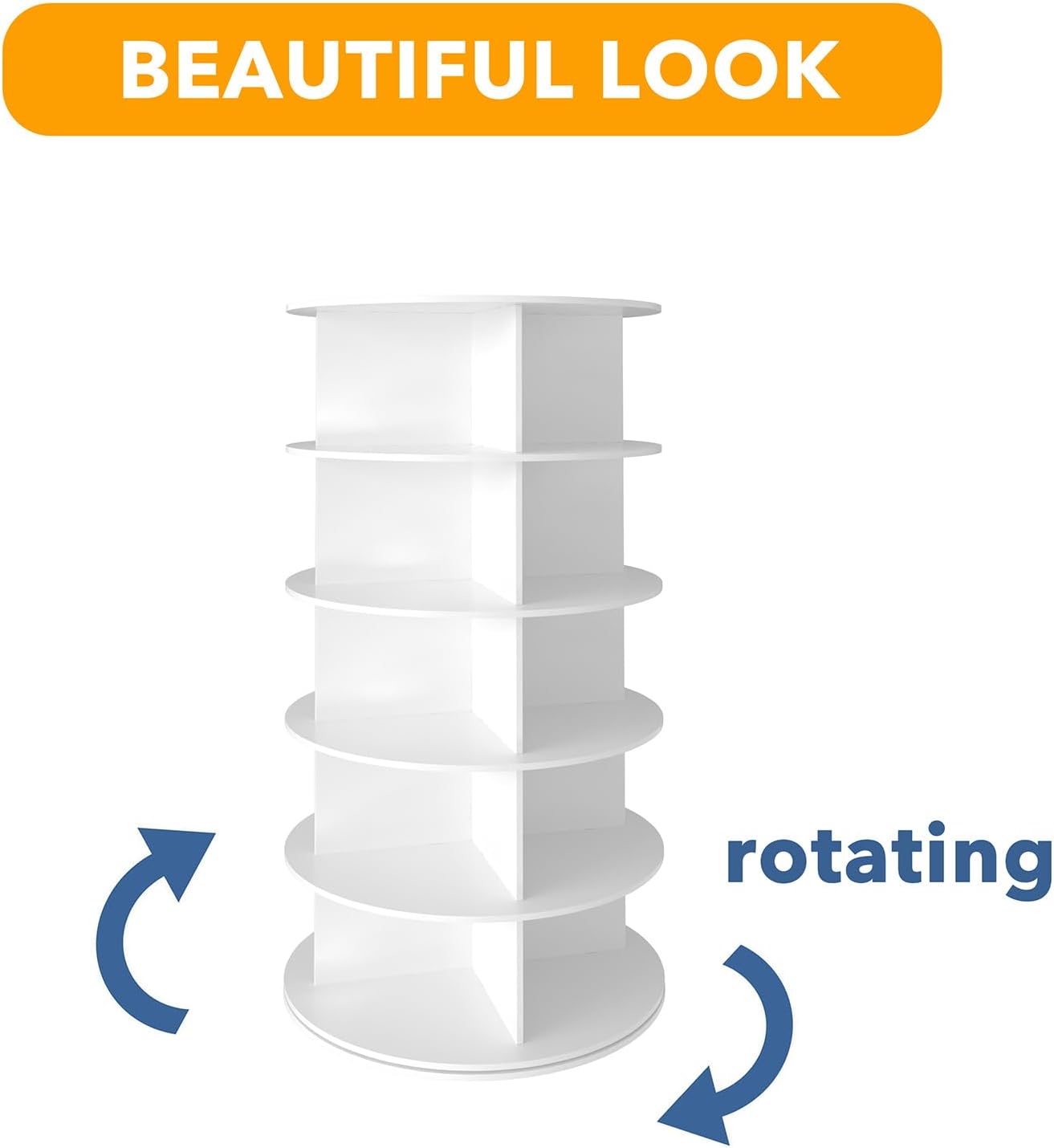 SpaceAid Round Spinning Shoe Rack Tower 5-Tier White