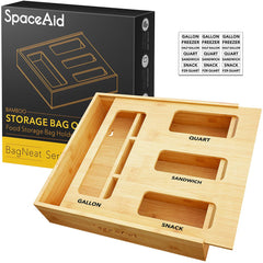SpaceAid® Food Storage Bag Organizer for Kitchen Baggies Storage Solution with 4-in-1 Box