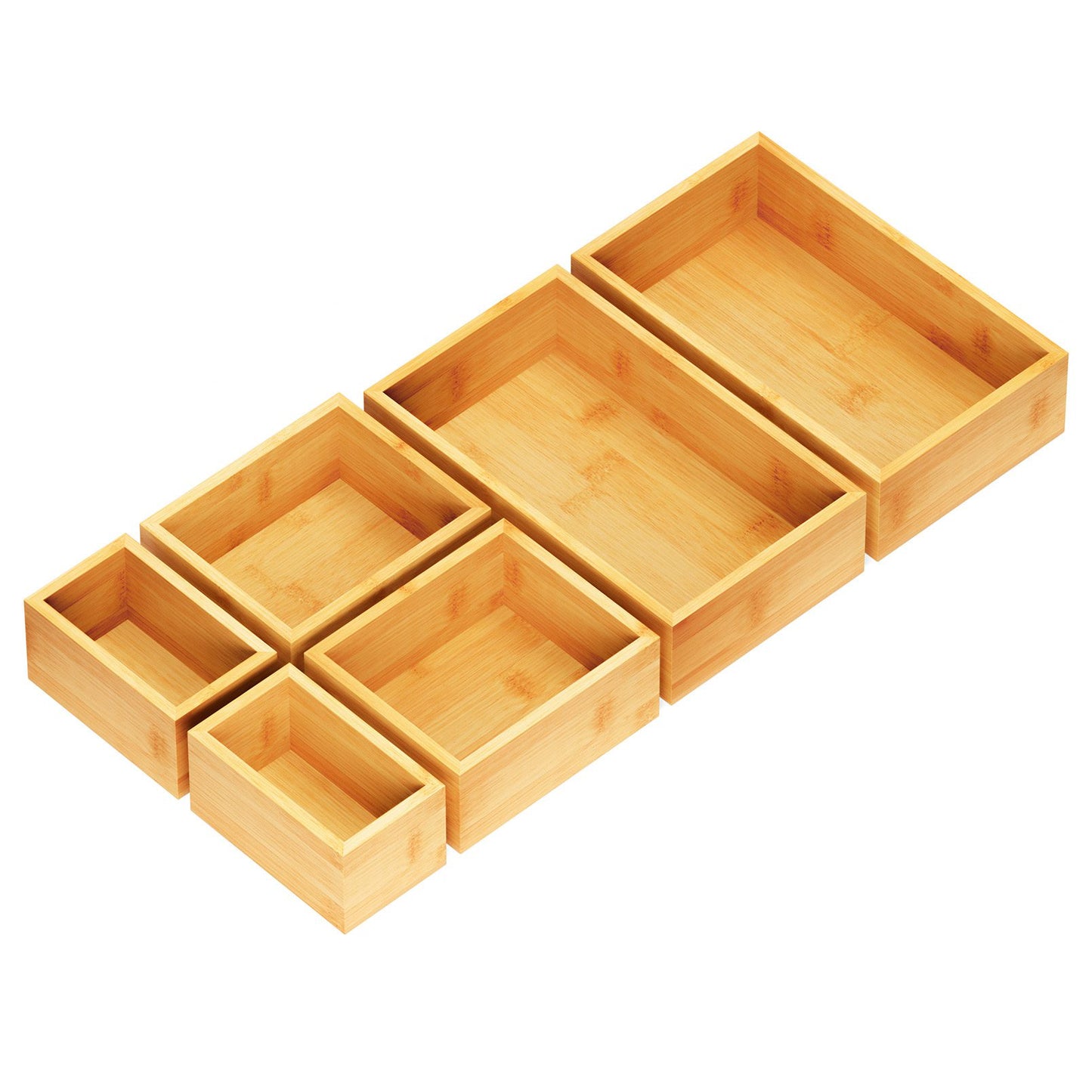 SpaceAid bamboo drawer storage box set