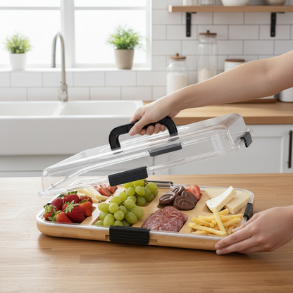 SpaceAid Bamboo Charcuterie Board with Lid 8 Compartments