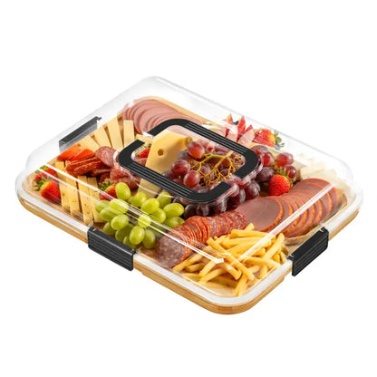 SpaceAid Bamboo Charcuterie Board with Lid 8 Compartments