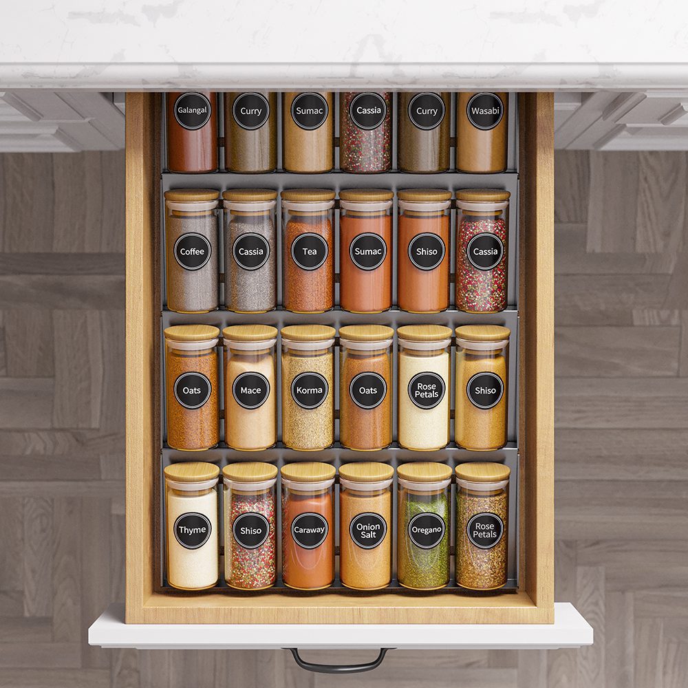 Bamboo Glass Spice Jar Starter Pack - Premium, Blissful Little Home