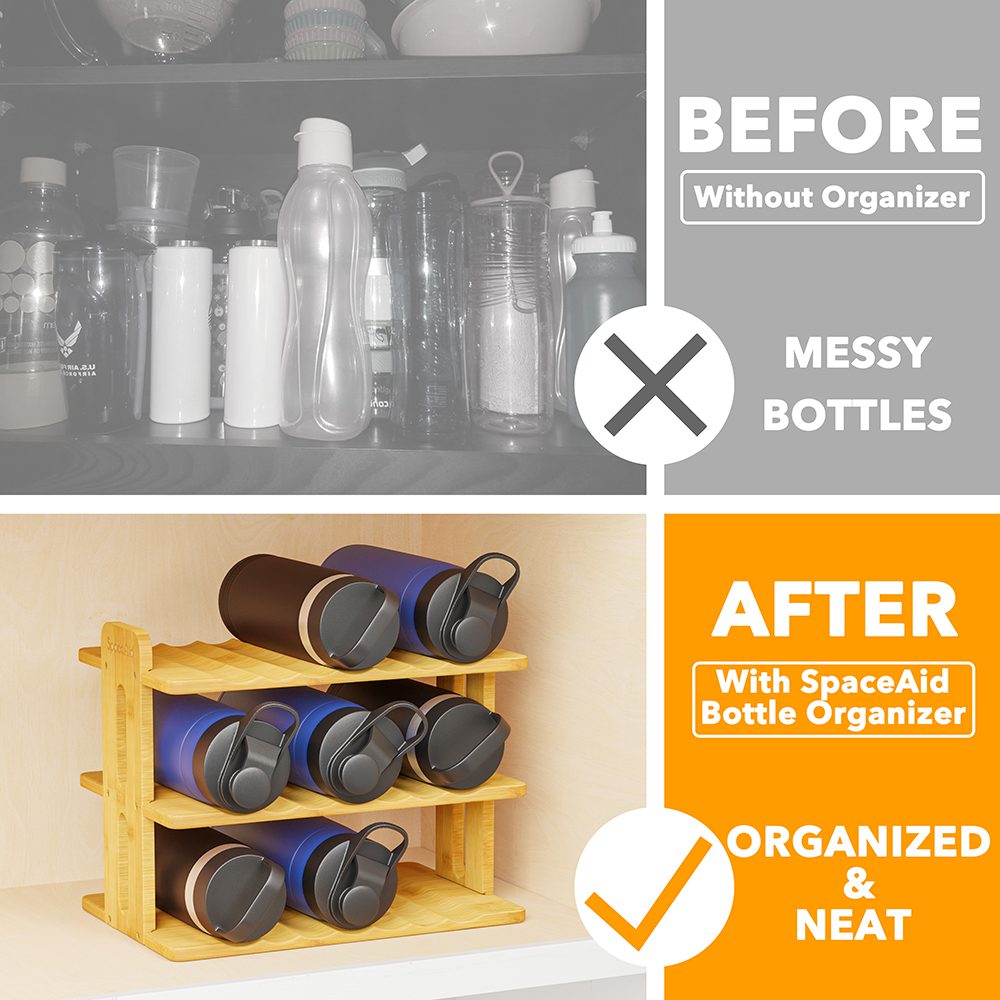 2 or 4 Pack Stackable Water Bottle Organizer for Cabinet/ Pantry