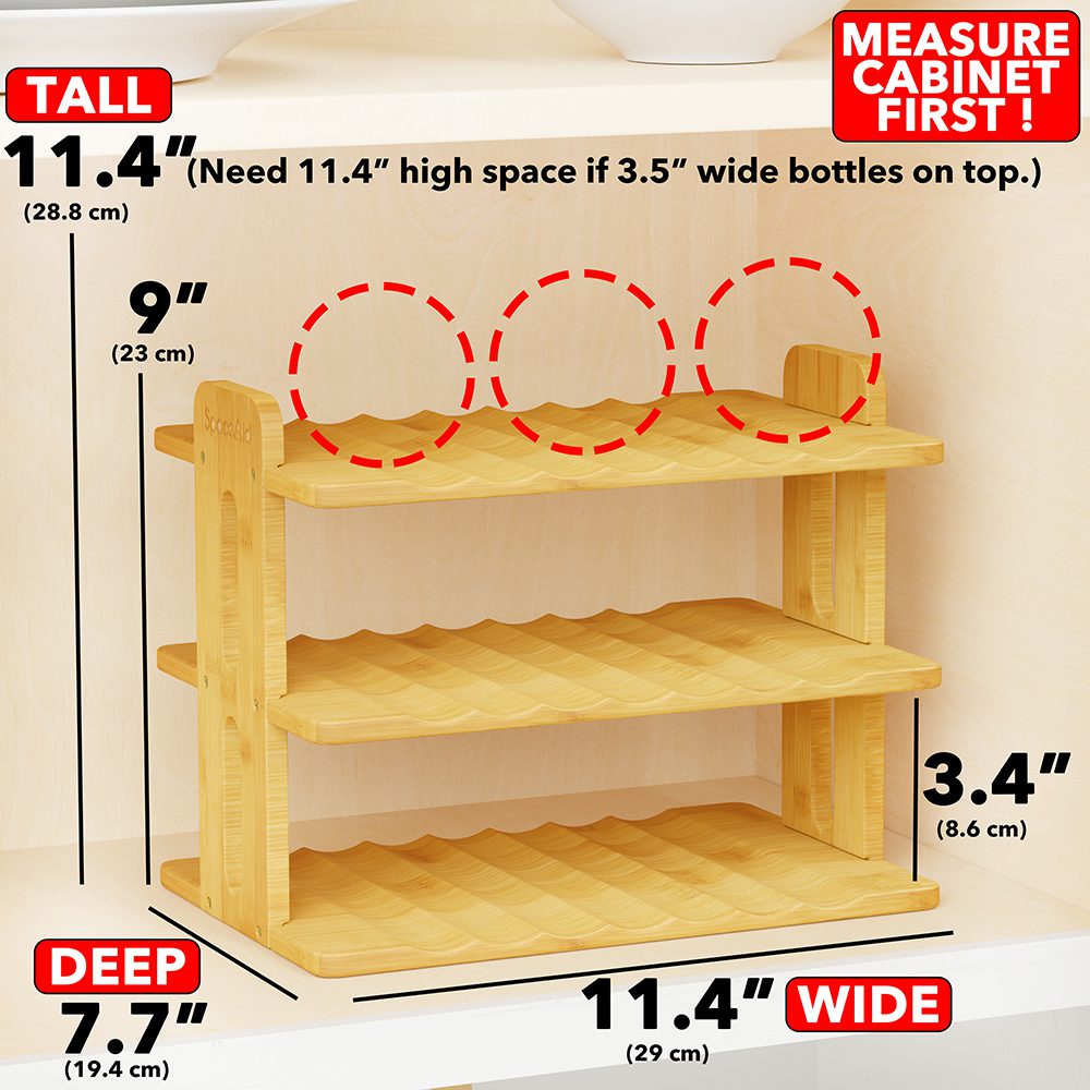SpaceAid® Bamboo Water Bottle Organizer for Cabinets and Pantries with